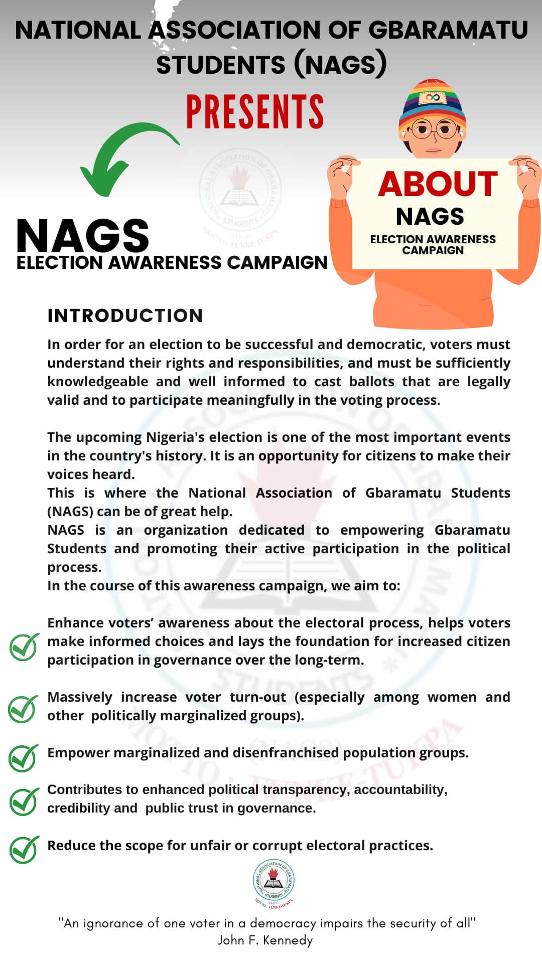 NAGS ELECTION AWARENESS CAMPAIGN