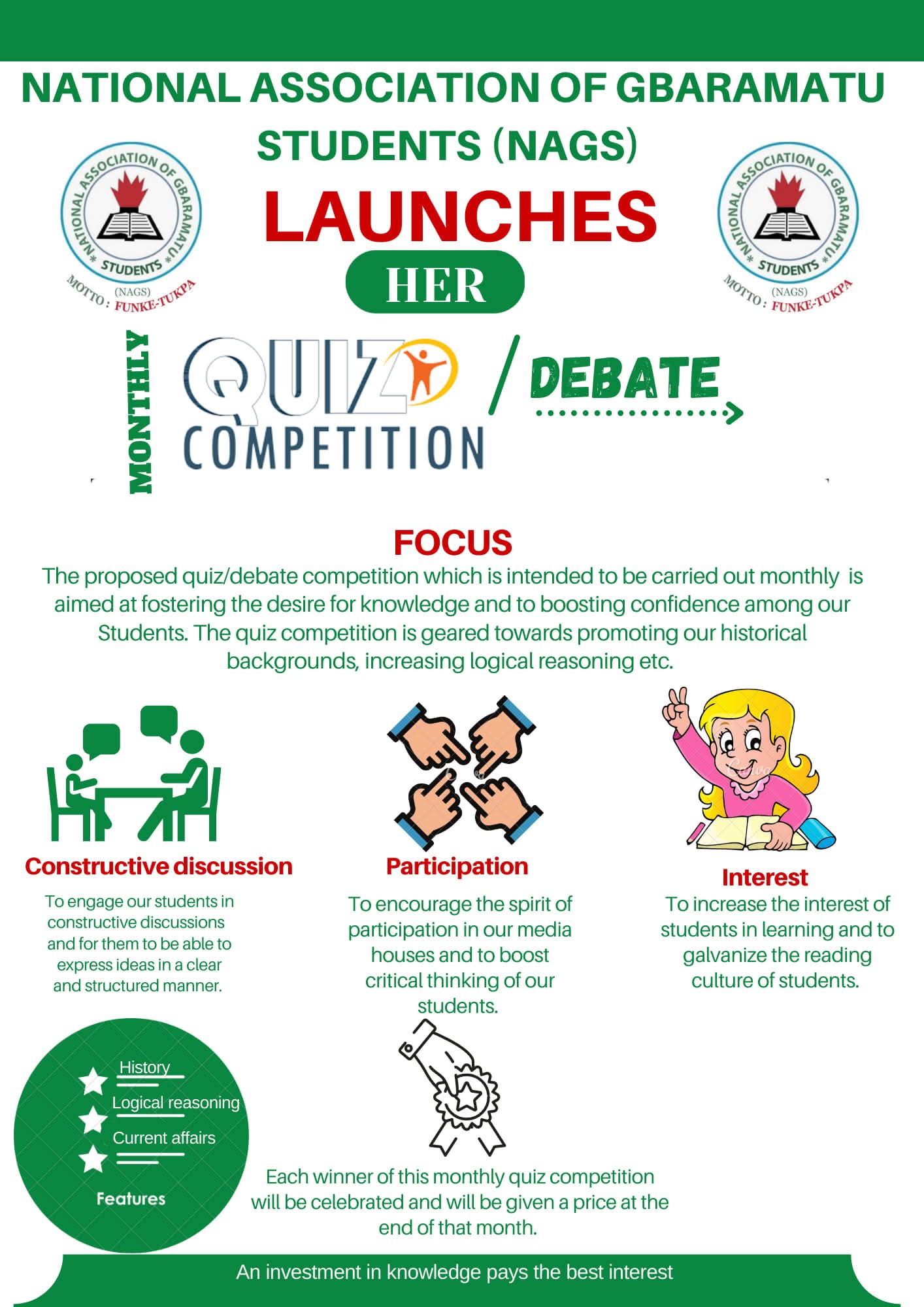 7TH JAN 2022 | NAGS MONTHLY QUIZ/DEBATE COMPETITION